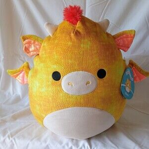 Squishmallows: DIERIC THE DRAGON 11" Yellow, Mohawk Red Orange Soft Plush Toy